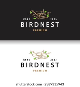 Bird Nest Logo, Bird House Shelter Vector, Modern Line Vintage Design Minimalist Style Symbol Template