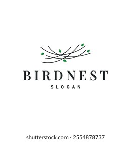 Bird Nest Logo, Bird House Shelter Vector, Modern Line Design Minimalist Style, Symbol Template Icon