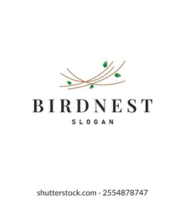 Bird Nest Logo, Bird House Shelter Vector, Modern Line Design Minimalist Style, Symbol Template Icon