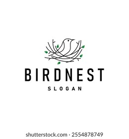 Bird Nest Logo, Bird House Shelter Vector, Modern Line Design Minimalist Style, Symbol Template Icon