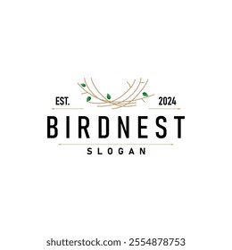 Bird Nest Logo, Bird House Shelter Vector, Modern Line Design Minimalist Style, Symbol Template Icon