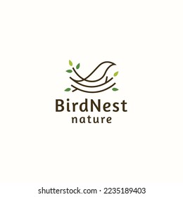 Bird nest logo icon design template flat vector