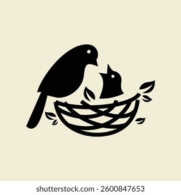 Bird Nest logo icon design illustration template
