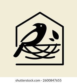 Bird Nest logo icon design illustration template