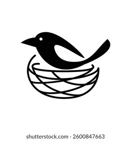 Bird Nest logo icon design illustration template