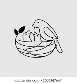 Bird Nest logo icon design illustration template