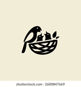 Bird Nest logo icon design illustration template