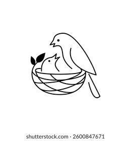 Bird Nest logo icon design illustration template