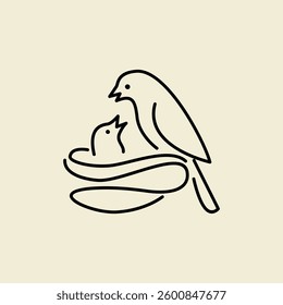 Bird Nest logo icon design illustration template