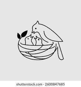 Bird Nest logo icon design illustration template