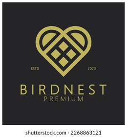 bird nest logo icon illustration design template, for bird farm, bird business, bird house,  conservation with modern minimalist vector concept