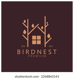 bird nest logo icon illustration design template, for bird farm, bird business, bird house,  conservation with modern minimalist vector concept