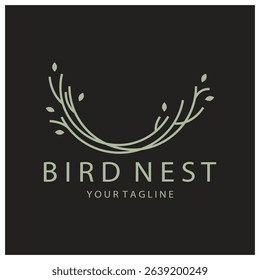 bird nest logo icon illustration design template, for bird farm, business, house, conservation with modern minimalist vector concept
