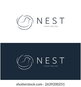 bird nest logo icon illustration design template, for bird farm, business, house, conservation with modern minimalist vector concept