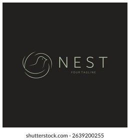 bird nest logo icon illustration design template, for bird farm, business, house, conservation with modern minimalist vector concept