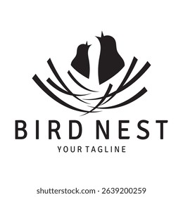 bird nest logo icon illustration design template, for bird farm, business, house, conservation with modern minimalist vector concept