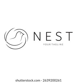 bird nest logo icon illustration design template, for bird farm, business, house, conservation with modern minimalist vector concept