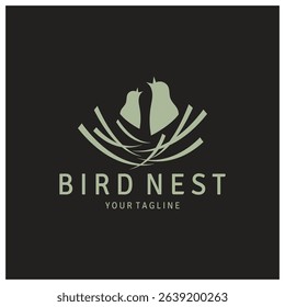 bird nest logo icon illustration design template, for bird farm, business, house, conservation with modern minimalist vector concept