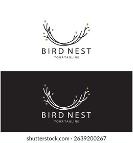 bird nest logo icon illustration design template, for bird farm, business, house, conservation with modern minimalist vector concept