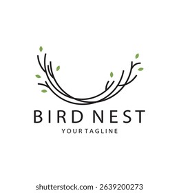 bird nest logo icon illustration design template, for bird farm, business, house, conservation with modern minimalist vector concept