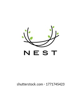 ilustración de icono del vector del logotipo de nido de aves