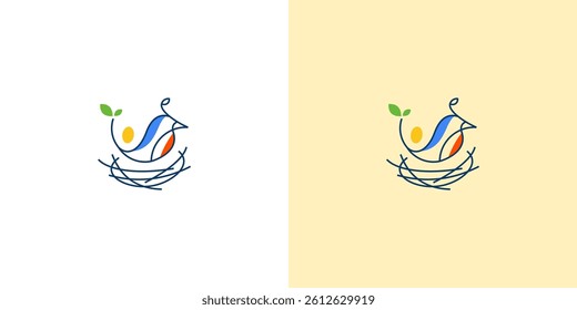 bird nest logo vector icon illustration