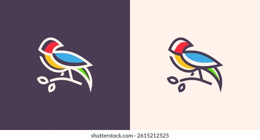 bird nest logo vector icon illustration colorful	