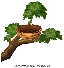 Bird Nest On Branches Illustration