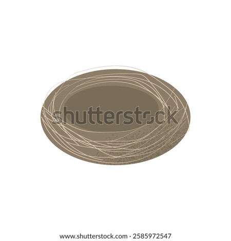 Bird nest, perch, breeding place, birdhouse, oval shape, filled with many thin curved lines of varying thickness and color. isolated on white background. vector