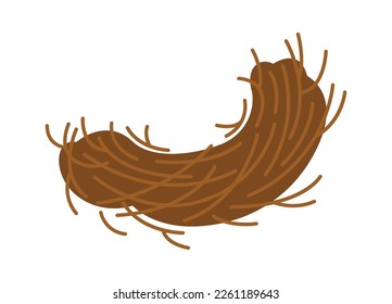 Bird nest of small twigs flat icon. Vector illustration