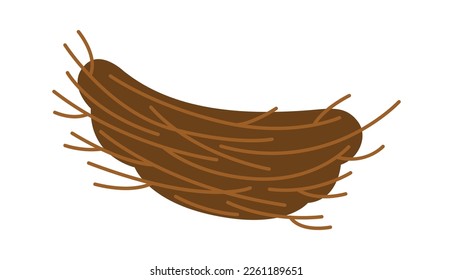 Bird nest of small twigs flat icon. Vector illustration