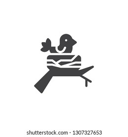 Bird nest vector icon. filled flat sign for mobile concept and web design. Bird and Nest on a tree simple solid icon. Spring symbol, logo illustration. Pixel perfect vector graphics