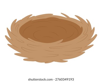 Nido vacío de la Ilustración vectorial del nido del pájaro aislado en el fondo blanco