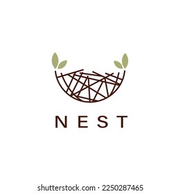 bird nest vector logo design illustration