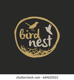 Bird Nest vector logo design.