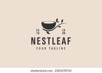 bird nest vintage logo vector icon illustration