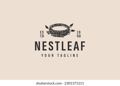 bird nest vintage logo vector icon illustration