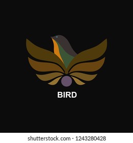 Bird nest wings logo icon sign Creative abstract cartoon colorful modern retro design style Fashion print clothes apparel greeting invitation card picture badge banner poster flyer websites Vector