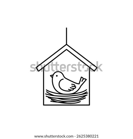 Bird Nesting Inside Cozy Hanging Home for Shelter and Comfort