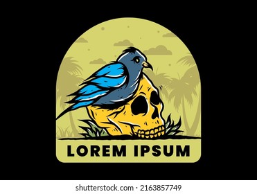 Bird nesting in skull illustration design