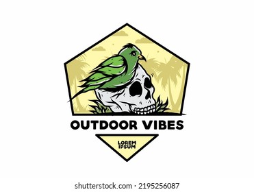 Bird nesting in skull illustration design