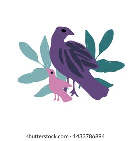 Bird and nestling vector illustration