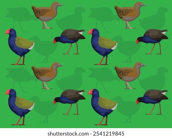 Vogel Neuseeland Swamphen Pukeko Weka Takahe niedlich nahtlose Tapete Hintergrund