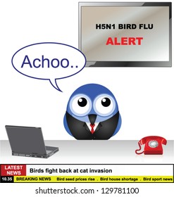 Bird News Desk with H5N1 bird flu story