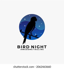 Bird night logo design template