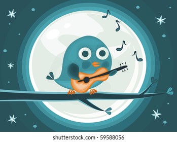 a bird at night singing a song