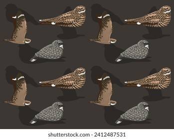 Bird Nightjar Nighthawk Poorwill Cute Seamless Wallpaper Background