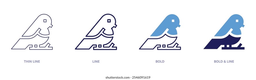 Bird observing icon in 4 different styles. Thin Line, Line, Bold, and Bold Line. Duotone style. Editable stroke.