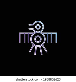 Bird Old Indian Design Of Thin Lines blue gradient vector icon