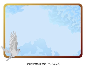 Bird on a background frame of the sky with clouds